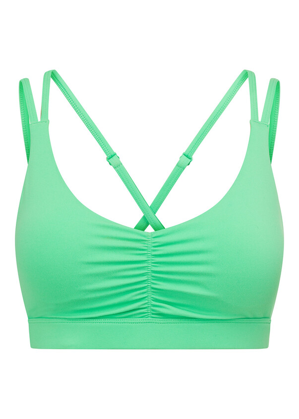 Alo Yoga Strappy Sport Bra M Mint Green Ruched Front Log Active