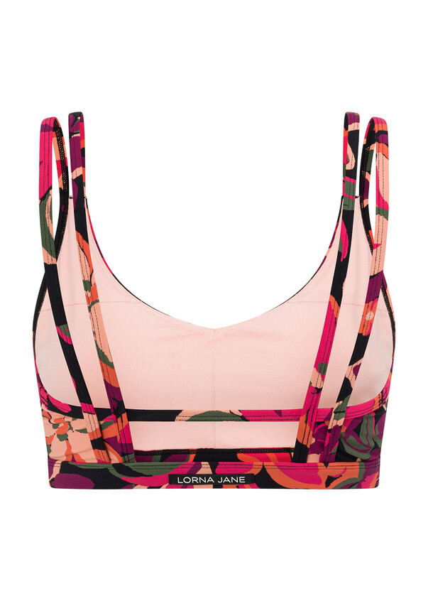 Floral Flower Rose Pink Sports Bra for Women High Support Padded