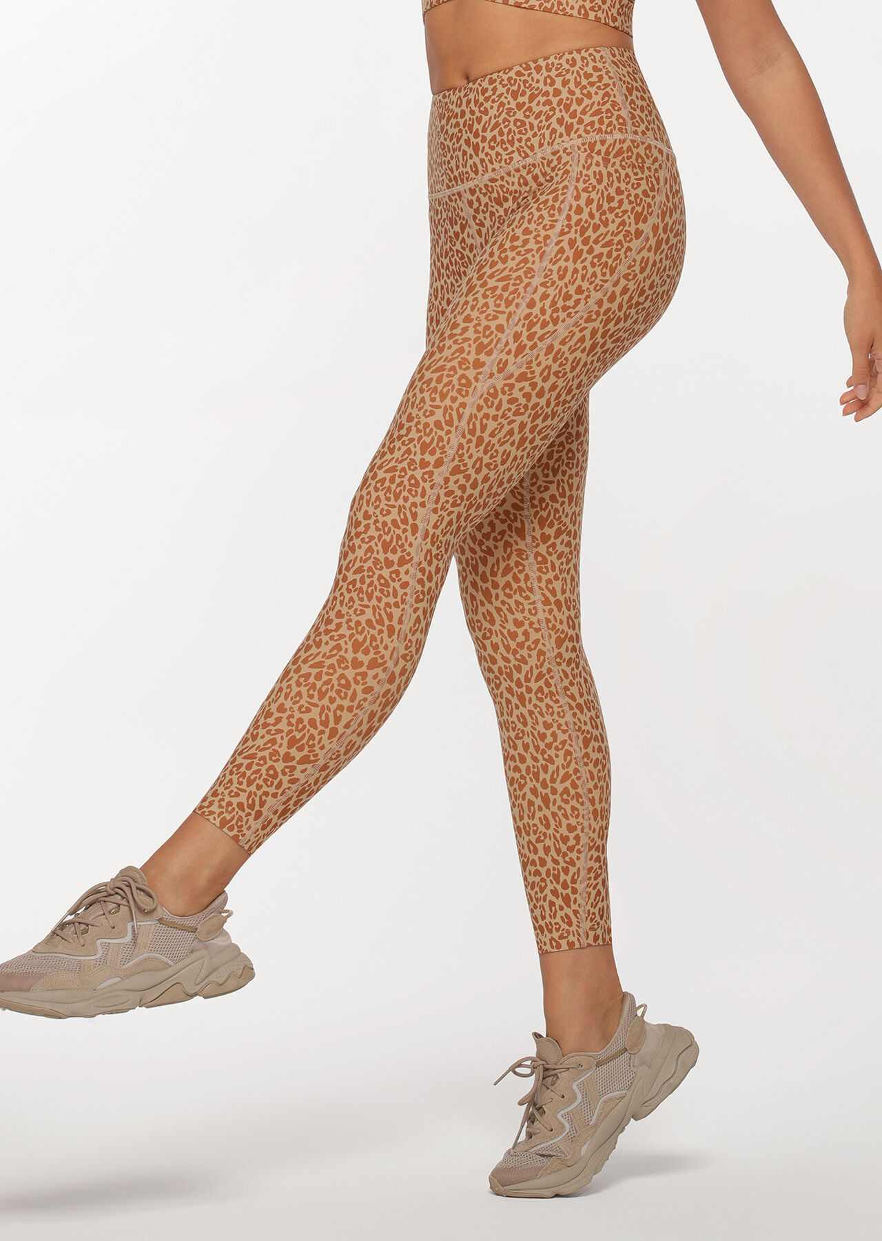 Khaki Leopard Leggings with Pockets Full Length | koko+kind