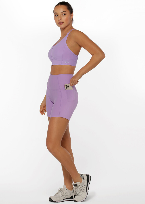 Roxy HEART INTO IT BRA - Medium support sports bra - purple heather fluid  flowers/lilac 