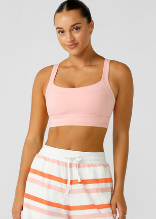 ROSKE Yoga Pilates Striped Fitted Sports Bra