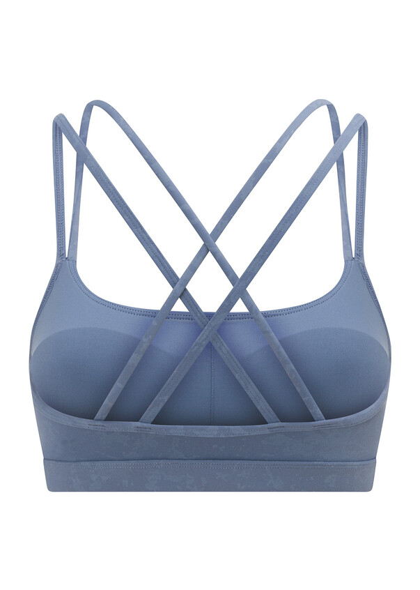 $52 Onzie Women's Blue Graphic Mudra Pullover Yoga Sports Bra SIze S/M