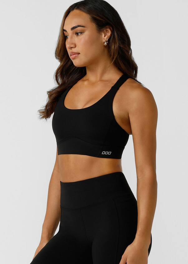 Game Time Recycled Sports Bra, Black