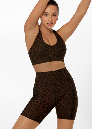 Luxe Activewear, Power Shorts in Pink Leopard
