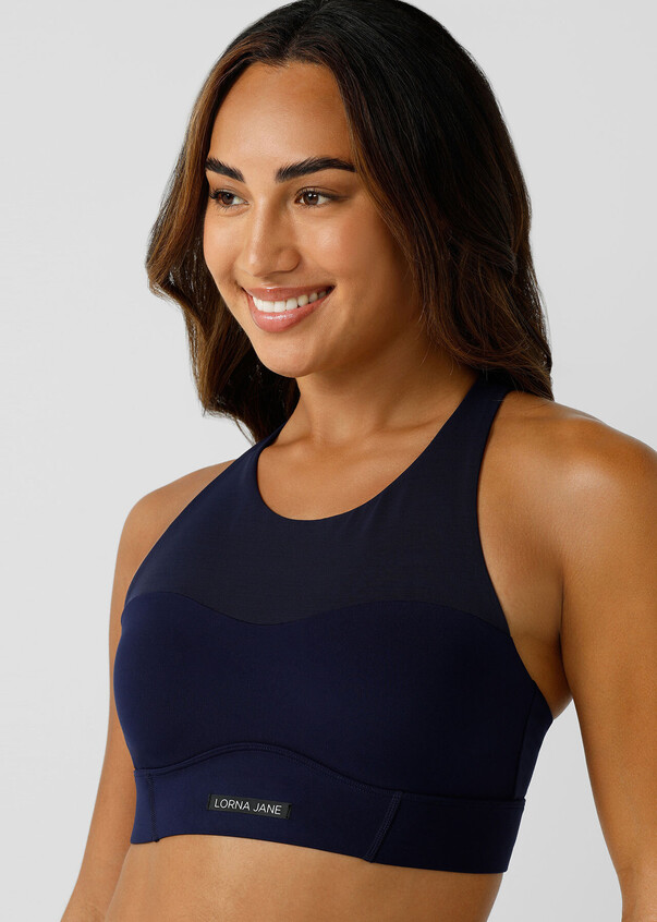 Only Blue Color-Block Full Coverage Sports Bra