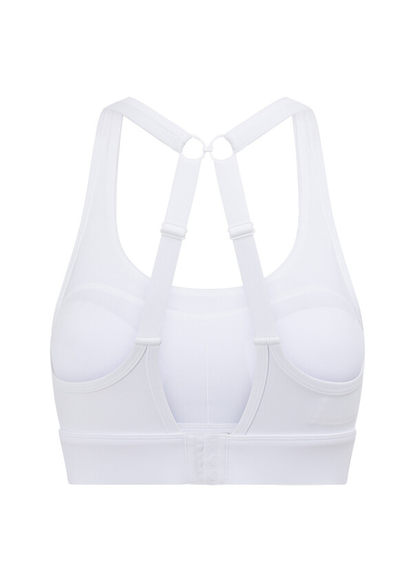 LOS OJOS Women's White Strap Lightly Supported Covered Sports Bra