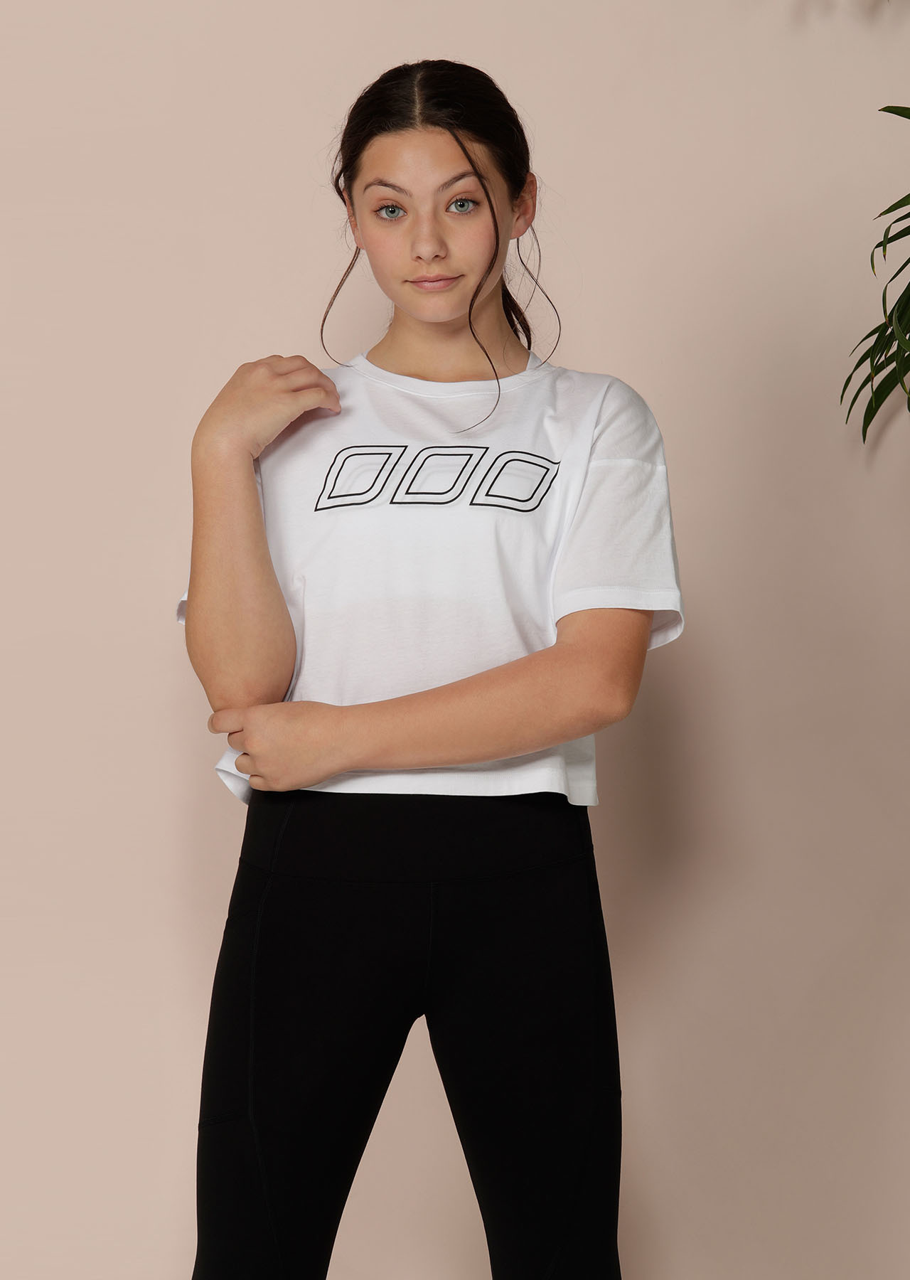 LJ Classic Cropped Tee Tween White Lorna Jane USA