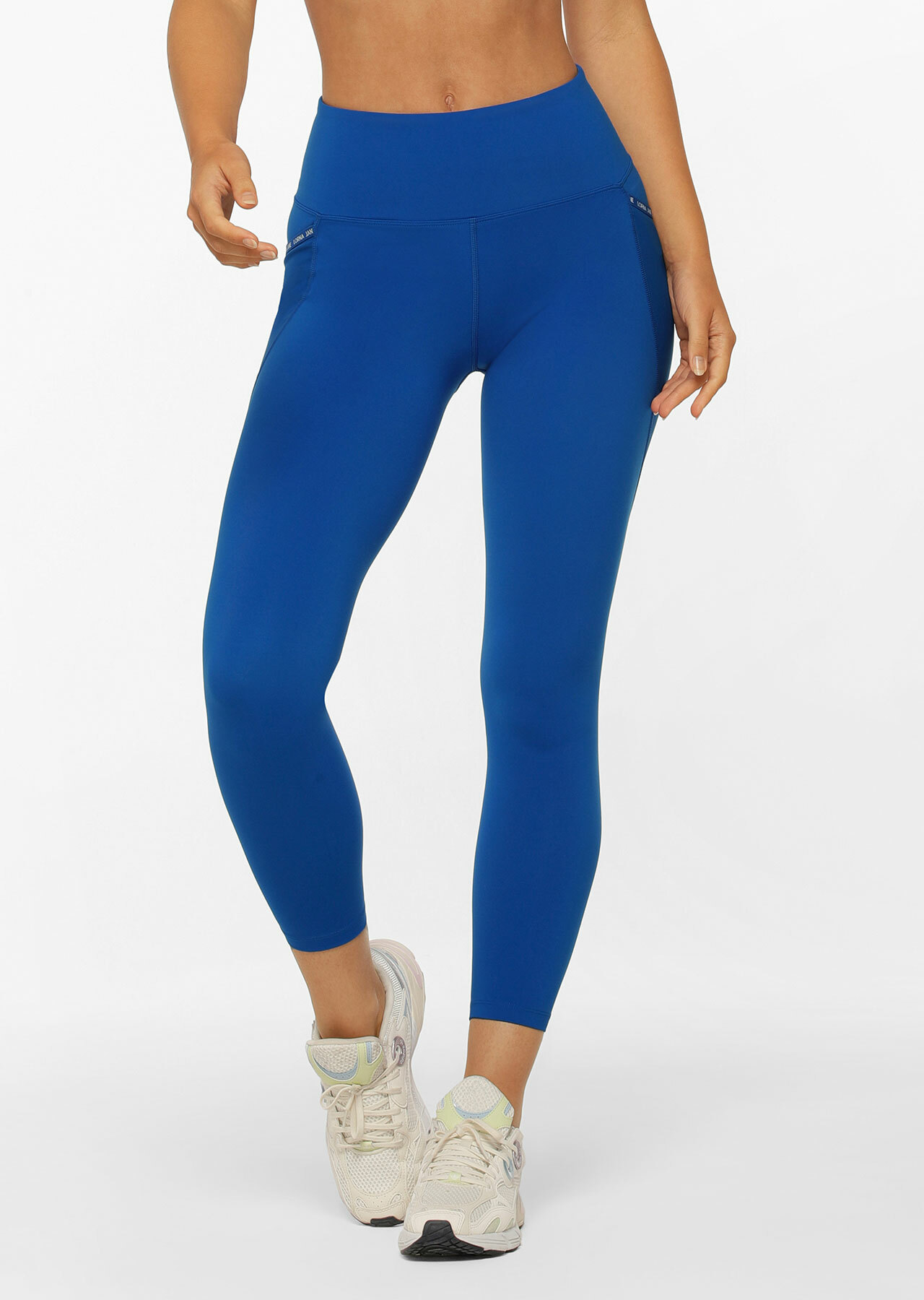 Curved Recycled Ankle Biter Leggings, Blue